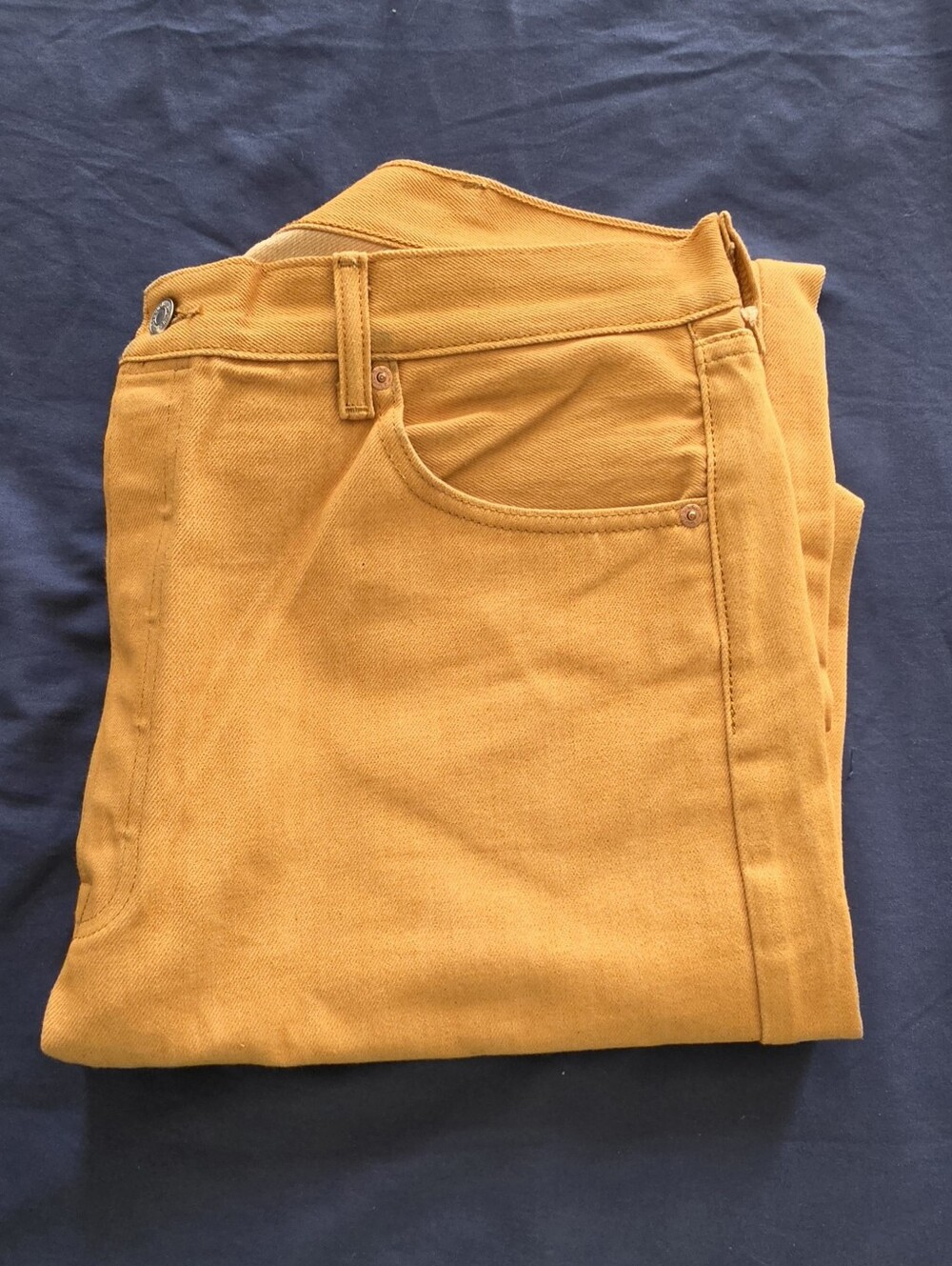 Levi's Men's Straight 501 XX Silver Button Jeans in Tan (Mustard)